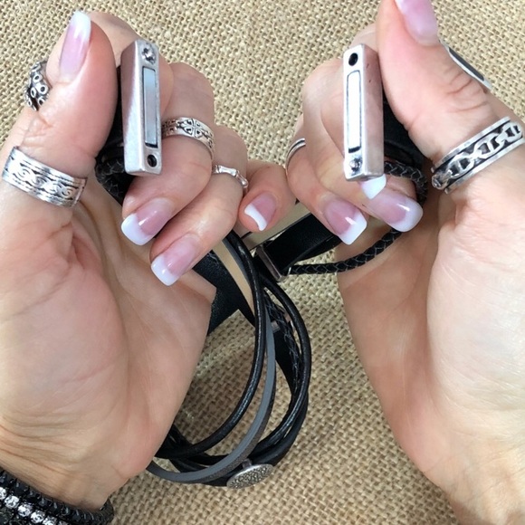 New French-design multi wrap leather bracelet - Picture 4 of 5